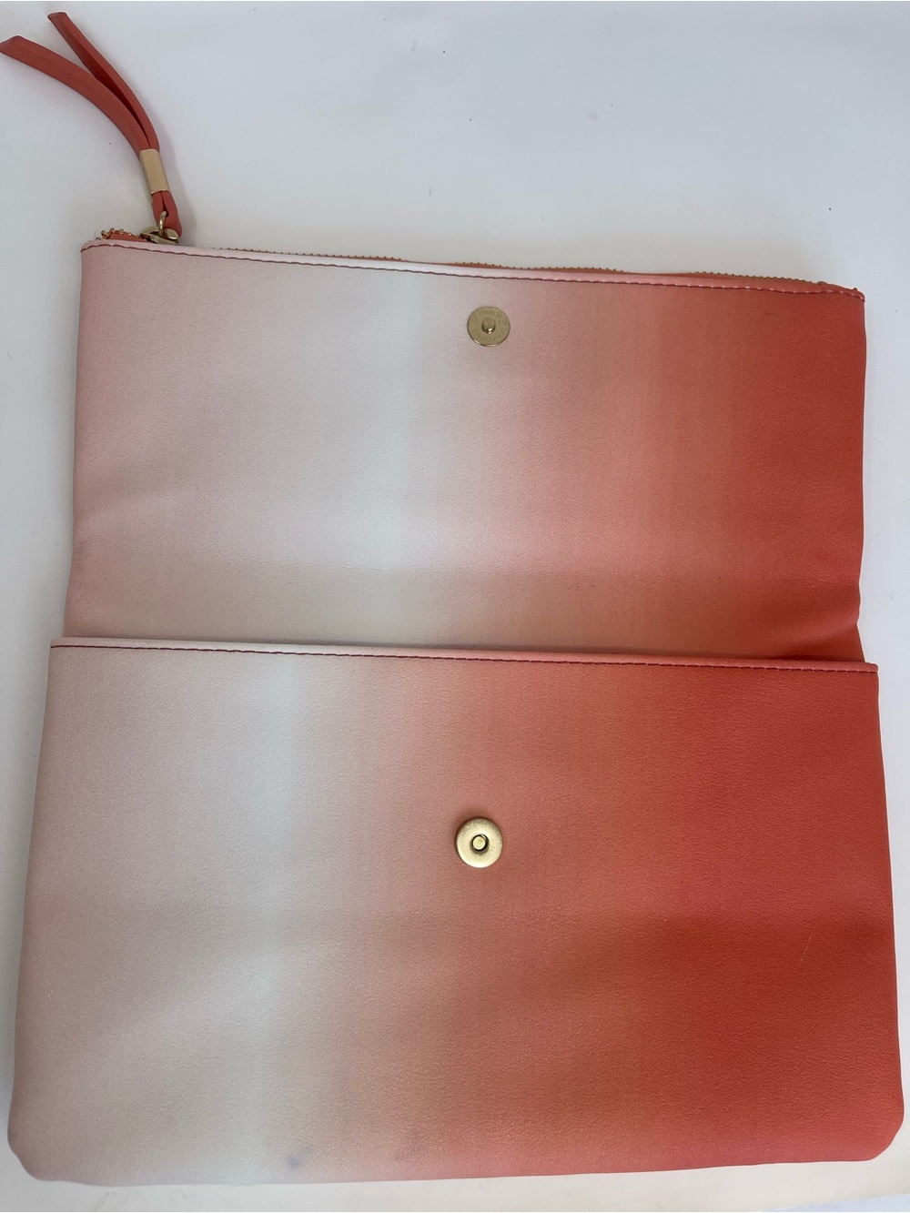 Mark’s Fold-Over Clutch Bag in Ombre Coral and Cream - Designer Plaque - Picture 3 of 7
